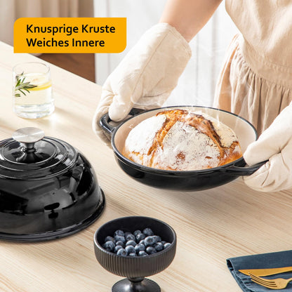Velaze Dutch Oven Gusseisen Schmortopf emailliert 4,8 L schwarz