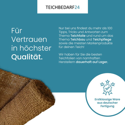 TeichVision Böschungsmatte Kokos 1 x 10 m – Ufermatte 700 g/m²
