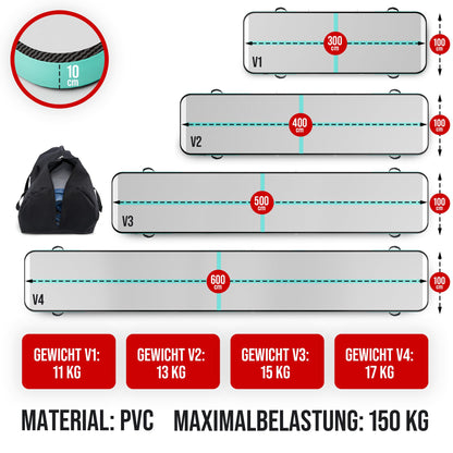 AERONE Airtrack Turnmatte aufblasbar für Gymnastik 4m - Mint