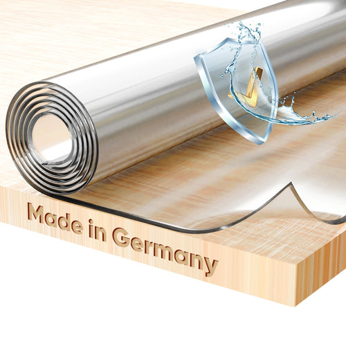 BEAUTEX Tischschutzfolie transparent 2 mm, abgeschrägte Kante – rechteckige Tischauflage aus PVC
