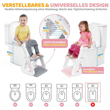 Orzbow Toilettensitz Kinder mit Treppe, höhenverstellbar, Rosa