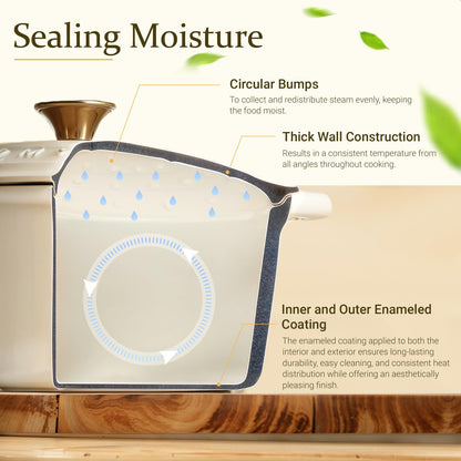 Overmont Gusseisen Bräter Schmortopf – 28cm Emaille Weiss