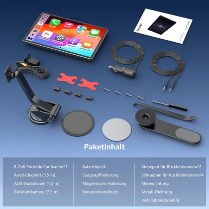 Krunia 8'' Tragbares Carplay Display – Apple CarPlay Android Auto