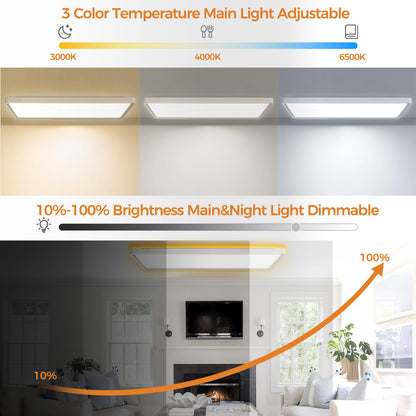 slochi LED Deckenleuchte flach, dimmbar, 3000K-6500K, Fernbedienung