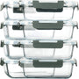 M MCIRCO Glas-Frischhaltedosen Set 8-teilig 860 ml, transparente Glasbehälter mit Schnappverschluss-Deckeln
