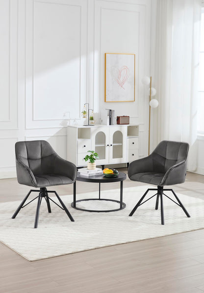 WOLTU Esszimmerstühle drehbar 2er Set - Samt dunkelgrau