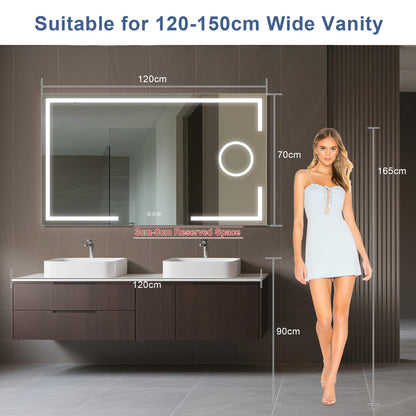 STARLEAD LED Badspiegel 120x70cm - Dimmbar, Vergrösserung, Entfoggen