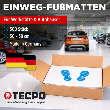 TECPO Einweg-Fussmatten Auto 500 Stück, 500 x 380 mm, reissfest