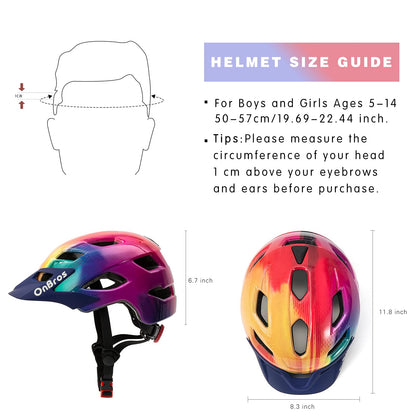 OnBros Kinderfahrradhelm 50–57 cm, leicht und einstellbar
