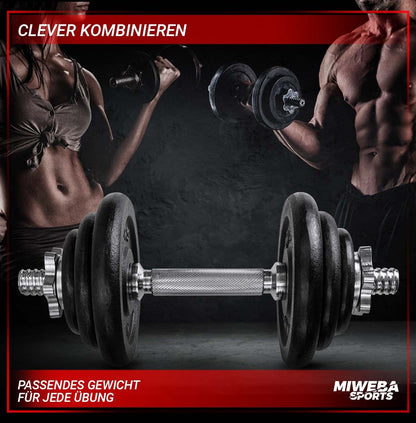 Miweba Sports MKH120 Hantelset 20 kg Kurzhanteln mit Koffer