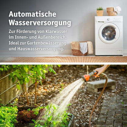 WALTER Edelstahl-Hauswasserwerk 1200 W, 3.800 l/h, 19 l Druckbehälter