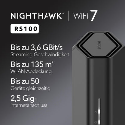 NETGEAR Nighthawk Dual-Band WiFi 7 Router – RS100 BE3600