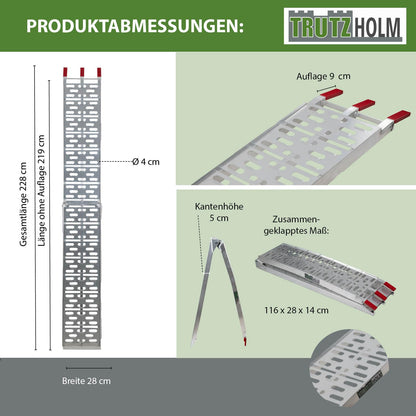 TRUTZHOLM Auffahrrampe klappbar Alu 228 cm 340 kg – Grau