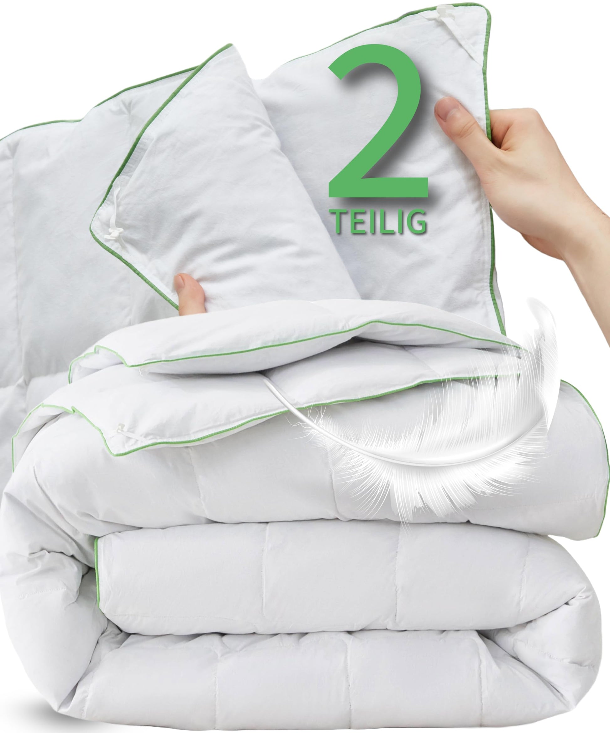 Welldora Komfort Daunendecke – 135x200 zweiteilig Federn & Daunen. Weiße Daunendecke für wohlige Wärme im Schlafzimmer.