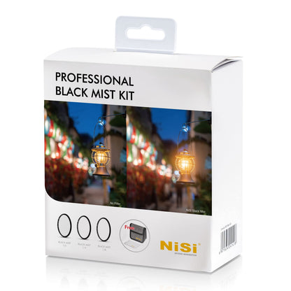 NiSi Black ProMist Diffusionsfilter Kit 72mm - Black Mist. Runder, schwarzer Filter, der Lichter sanft streut, Kontrast reduziert und filmischen Look erzeugt.