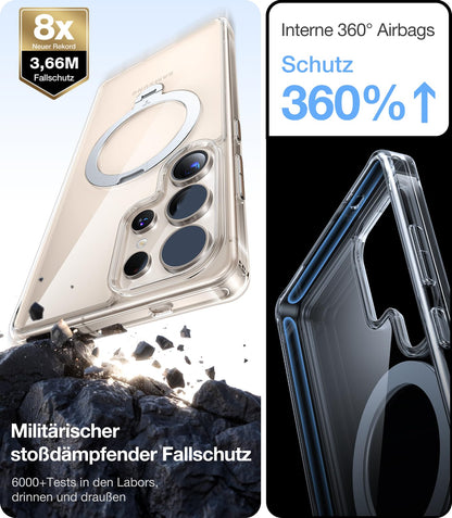 TORRAS Ostand Q3 Spin transparente Hülle für Samsung Galaxy S25 Ultra