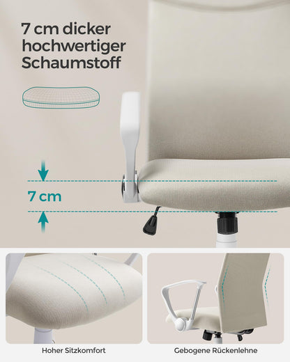 SONGMICS Bürostuhl OBN034K01 – ergonomisch, höhenverstellbar, cappuccinobeige