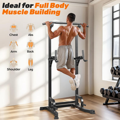 Sportsroyals Power Tower Dip-Station mit Klimmzugstange, Schwarz