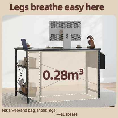 BEXEVUE L-förmiger Gaming Tisch - 100x70 cm Schwarz mit Ablagen