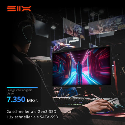 SIX X7400 NVMe M.2 SSD 1TB PCIe 4.0 mit Heatsink für PS5, Laptop & PC