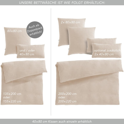 Pure Label Musselin Bettwäsche 135x200 cm + Kissenbezug 80x80 cm beige
