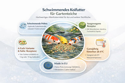 Koi Herdecke Fischfutter Mix 15 kg – schwimmende Pellets 3 mm für Koi