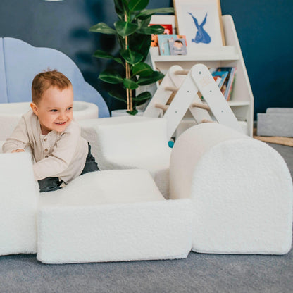 MEOWBABY Schaumstoff Bausteine XXL Indoor – Kletterbausteine Boucle Weiss
