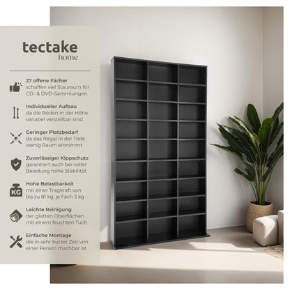 tectake Aufbewahrungsregal Offenes Standregal – schwarz
