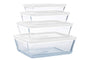 Pyrex Cook & Freeze Glasformen Set, 4-teilig, mit luftdichtem Deckel