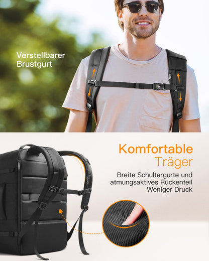Inateck 42L Handgepäck Reiserucksack – 15.6 Zoll Laptopfach