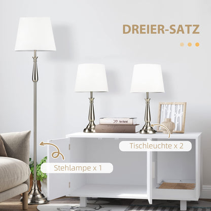 HOMCOM 3er-Lampenset Steh-/Tischleuchten - Vintage Creme