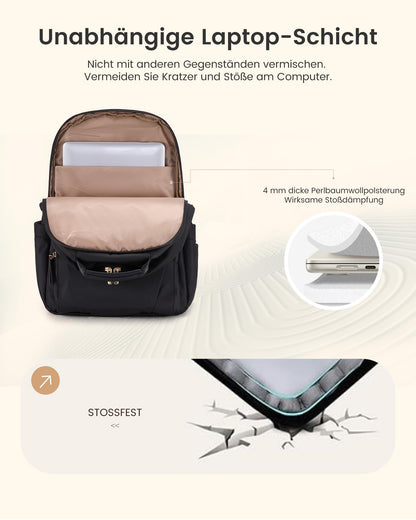 LOVEVOOK Laptop Rucksack Damen 17 Zoll, wasserabweisend, Schwarz