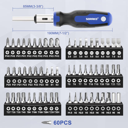 SORAKO Schraubendreher-Set, 118-teilig, magnetisch, mit Bits