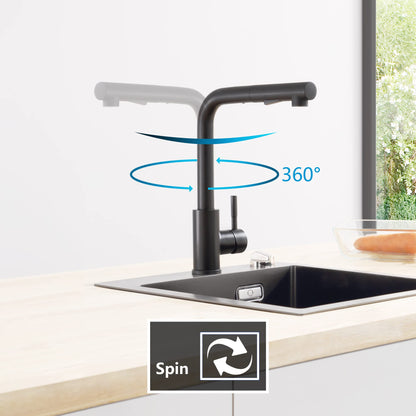 CECIPA X203B Küchenarmatur - Hochdruck Ausziehbar Schwarz