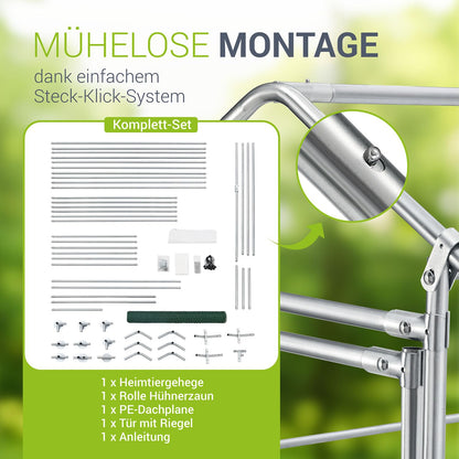 Juskys Freilaufgehege 3x4x2m – Begehbarer Hühnerstall Metall