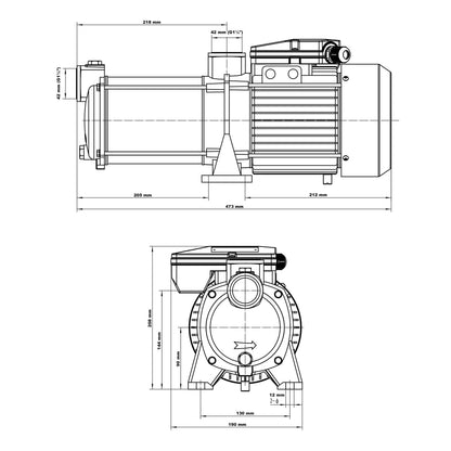 XPOtool Mehrstufige Kreiselpumpe 1650 W, 10200 l/h, Förderhöhe 65 m