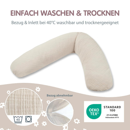 Theraline Dodo Pillow Premium Stillkissen 180 cm mit Musselinbezug