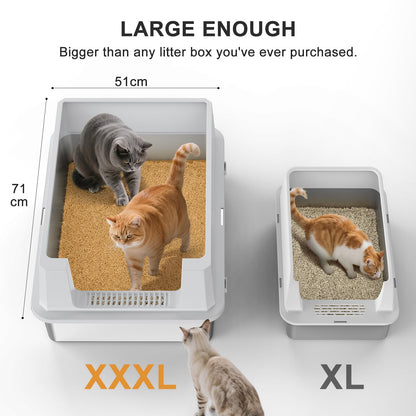 MIXJOY XXXL Katzenklo – 71x51x30 cm Hochrand Edelstahl