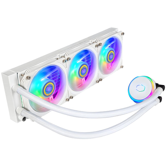 Cooler Master MasterLiquid PL360 Flux AIO CPU-Kühler - 360mm Weiss. Weißer 360mm All-in-One Flüssigkeitskühler zur Prozessorkühlung.