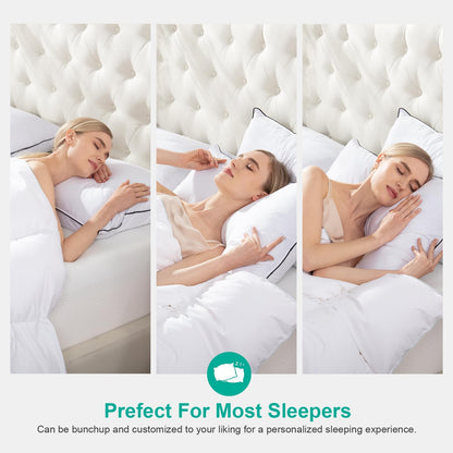 APSMILE Daunenkissen Kopfkissen 40x80 cm – 3 Kammern 2er-Set weiss