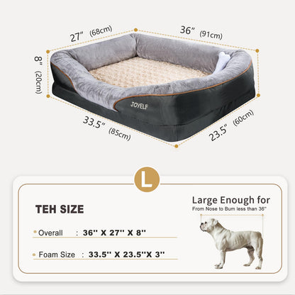 JOYELF Hundebett orthopädisch, gross, Memory Foam, waschbarer Bezug