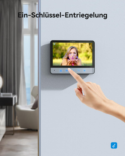 TMEZON Video Türsprechanlage 4-Draht mit 7" Monitor und Kamera