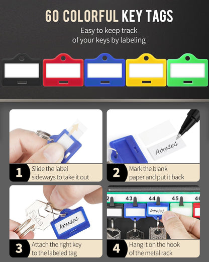 Uniclife Digitaler Schlüsselschrank 60 Positionen Kombi Schwarz