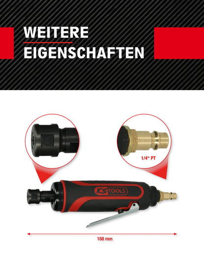 KS Tools Druckluft Stab-/Geradschleifer 515.5410 6mm Spannzange