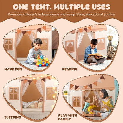 Snookids® Kinderzelt Spielhaus Indoor – mit Matte & Lichtern