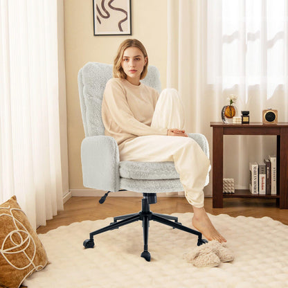 IWMH Bürostuhl mit hoher Rückenlehne aus Kaschmir, ergonomisch – weiss