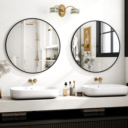 Koonmi Runder Wandspiegel 80cm Schwarz - Alu-Rahmen