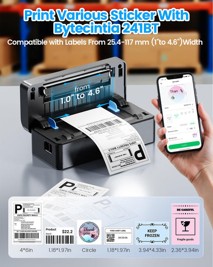 ByteCintia Bluetooth Etikettendrucker - 4x6 Thermodrucker