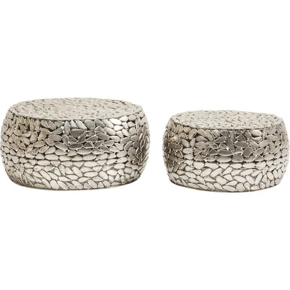 Kare Design Couchtisch Pebbles Deluxe Silber 2er-Set Ø56/66cm