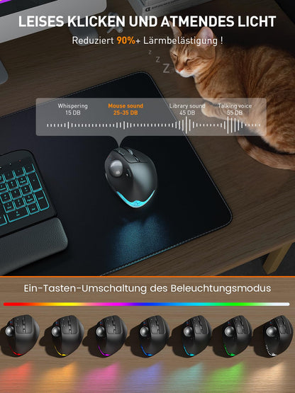 SABLUTE MAM1 Pro Ergonomische Trackball Maus Kabellos Bluetooth